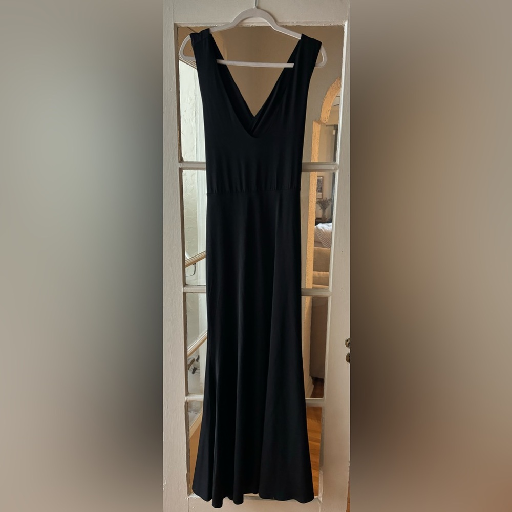 BCBG black floor length dress. Size Large.
